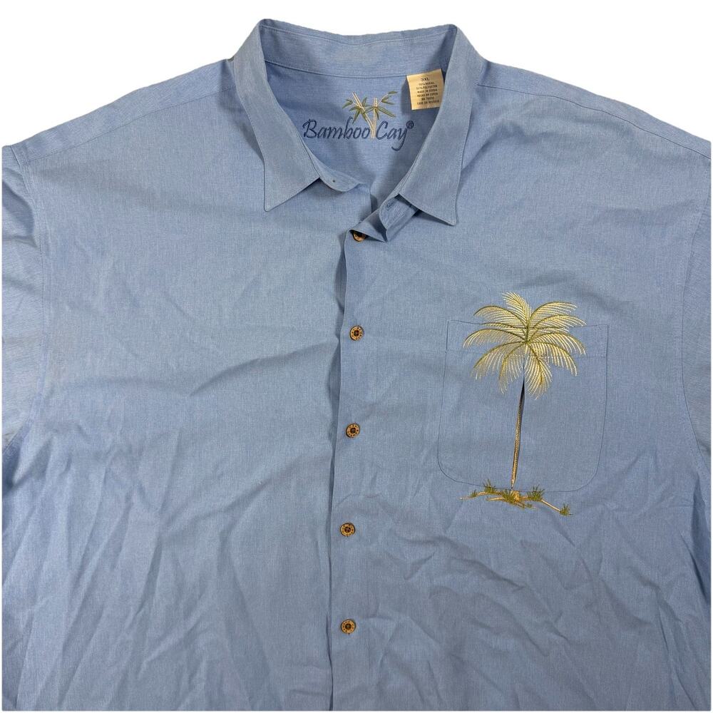 Bamboo Cay Shirt Men’s Sz 3XL XXXL Blue Embroidered Hawaiian Aloha Casual